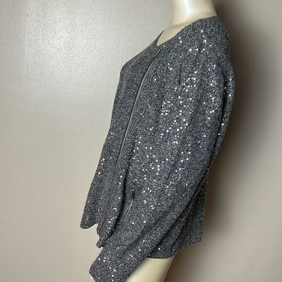 Chico’s Sage Sequin Cardigan Sweater XL 3 jacket shirt top sparkly festive moto - Picture 5 of 10